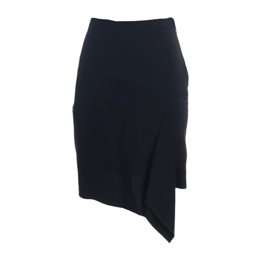 BCBG Max Azria Black Asymmetrical Wool Pencil Skirt 0 NWT Silk Lined Draped